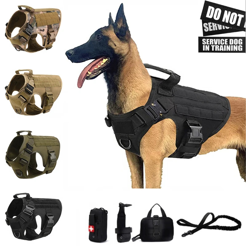 Tactical Military Vest tactical  Training Dog Harness and Leash Set For All Breeds Dogs