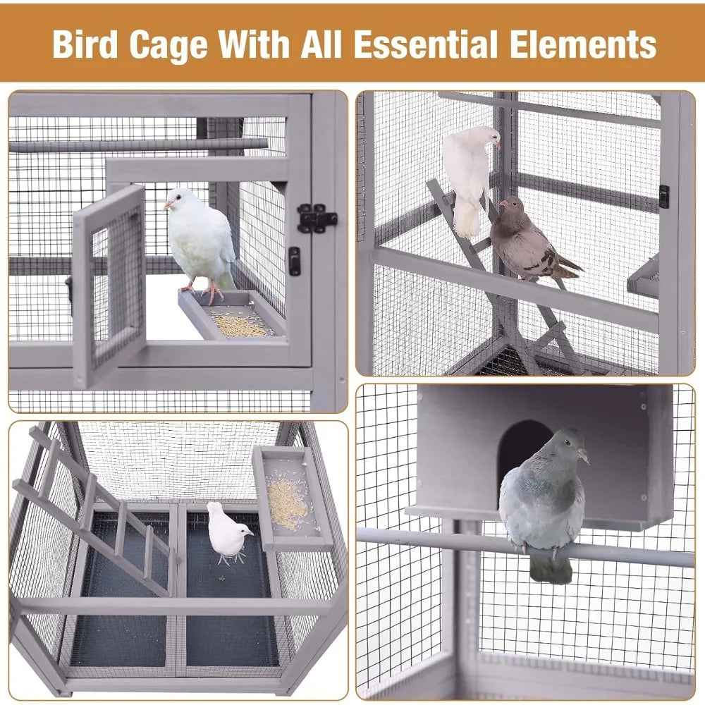 Bird Cage Outdoor Parakeet Cage Large Wooden Aviary Cage Indoor Parrot House