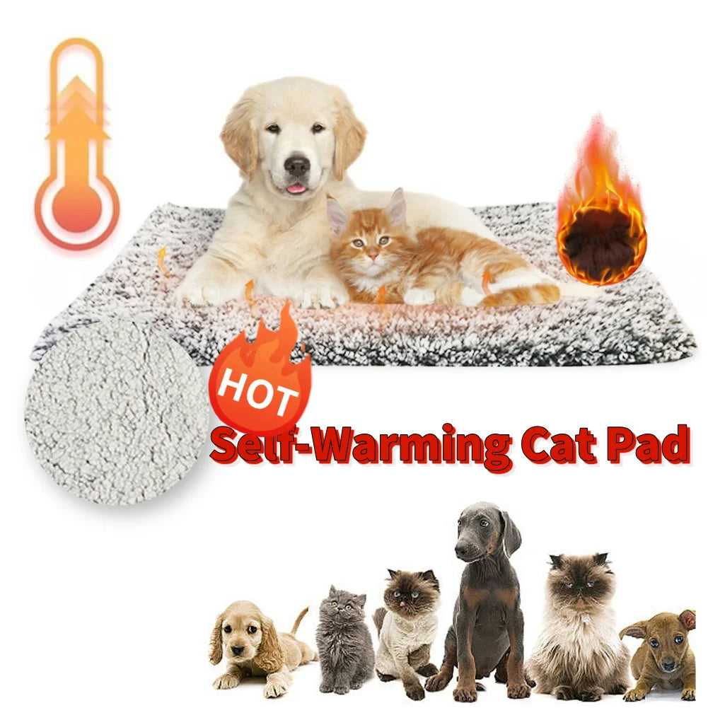 Self-Heating Thermal Cat Dog Bed Mat Washable Pet Sleeping Mat