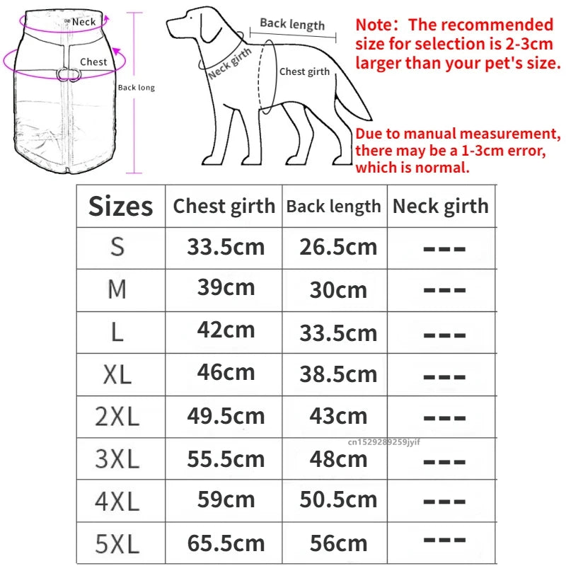 Waterproof Warm Coat Winter Vest Padded Zipper Jacket Dog Clothing for Small Medium Big Dogs Outfit