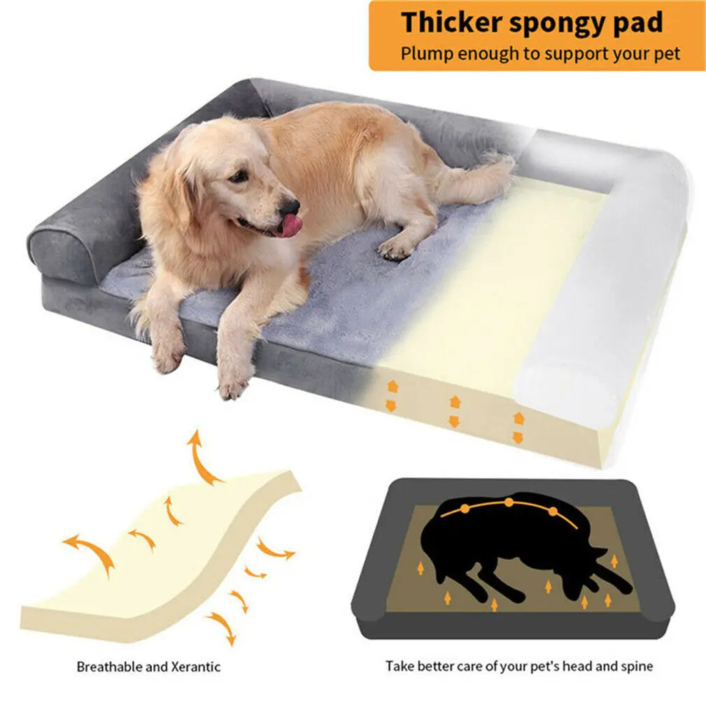 Orthopedic Pet Mattress Couch Sleeping Bed Cushion with Removable Washable Cover Soft Sponge Foam