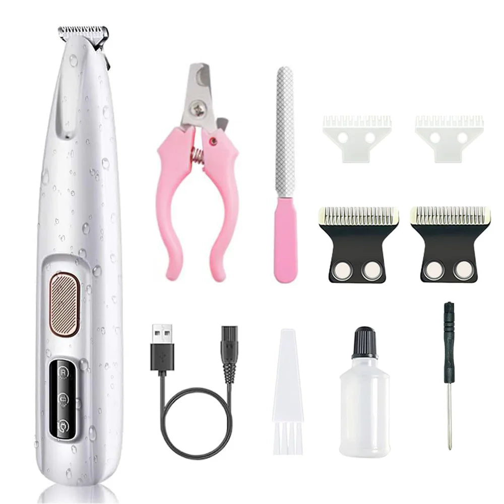 Portable Dog Paw Trimmer with Led Light Rechargeable Cordless Nail Grooming Tools for Cats