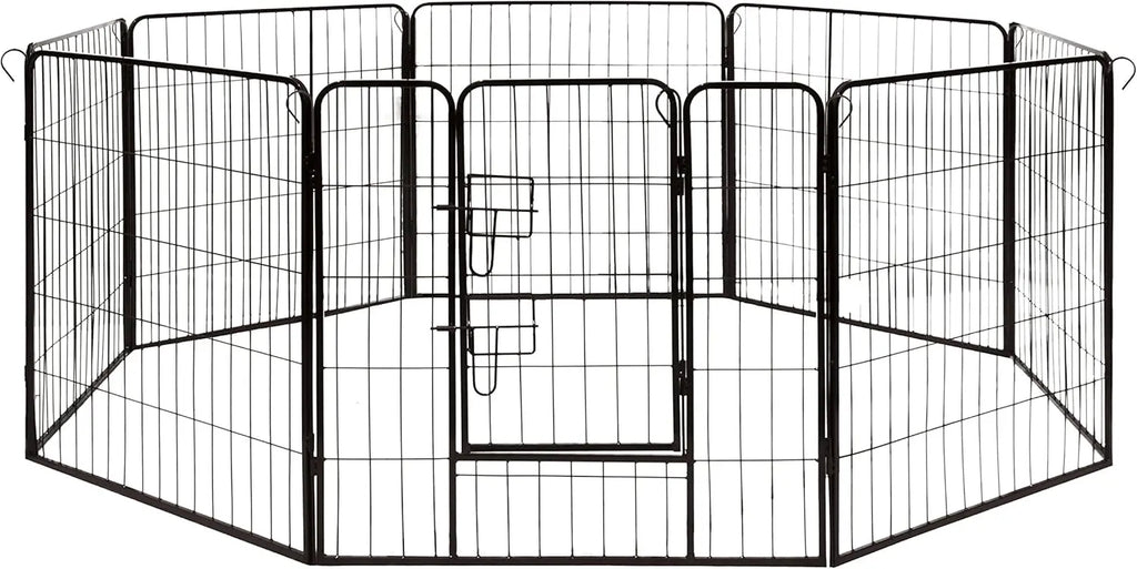 Heavy Duty Pet Playpen 8 Panel Exercise Cage Fence 32x32 Inches Black for Dogs Cats Chickens