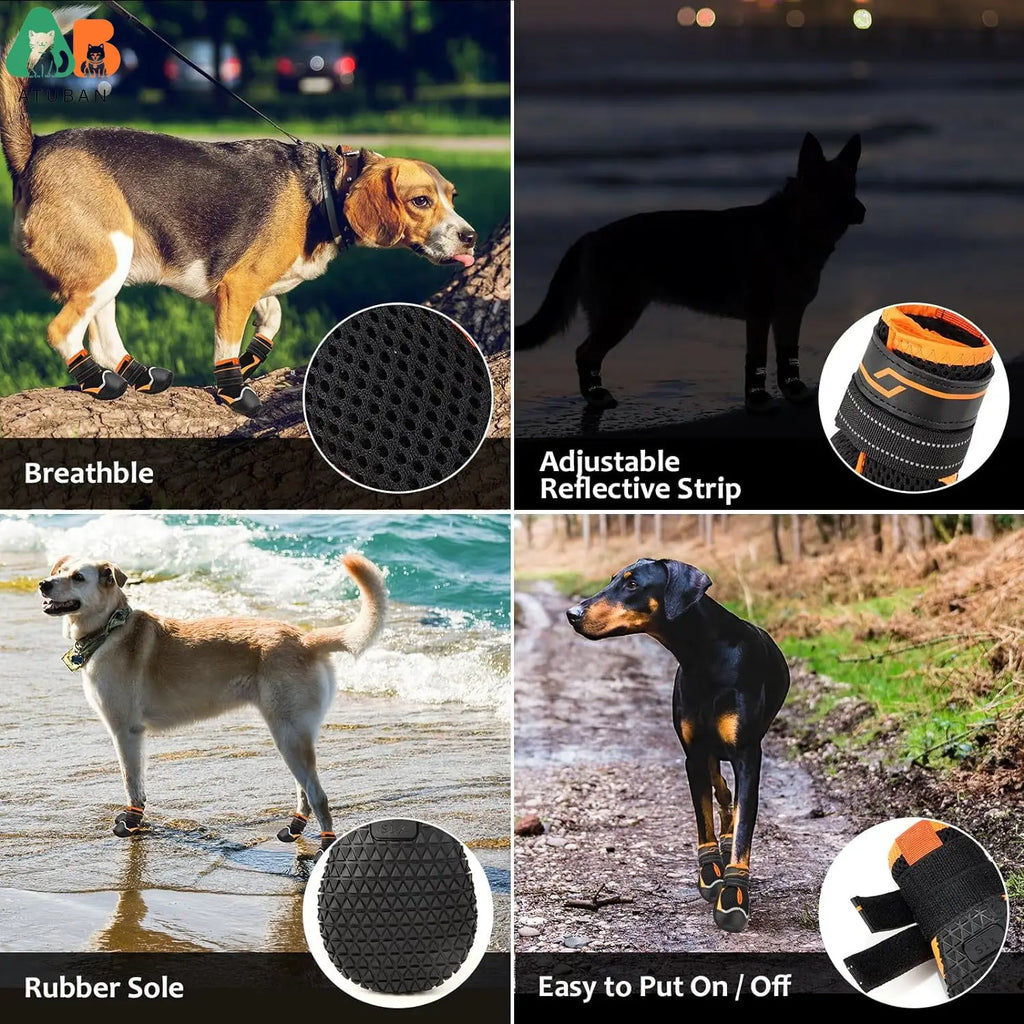 Dogs Anti-Slip Dog Boots&Paw Protectors for Hot Pavement Waterproof Dog Booties for Rainy Day Summer Hiking