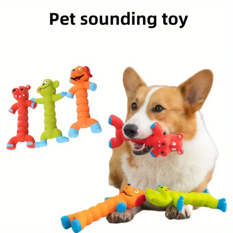 Dog Squeaky Toy Latex Teeth Cleaning  Interactive Puppy Pet Durable Chewing Toys