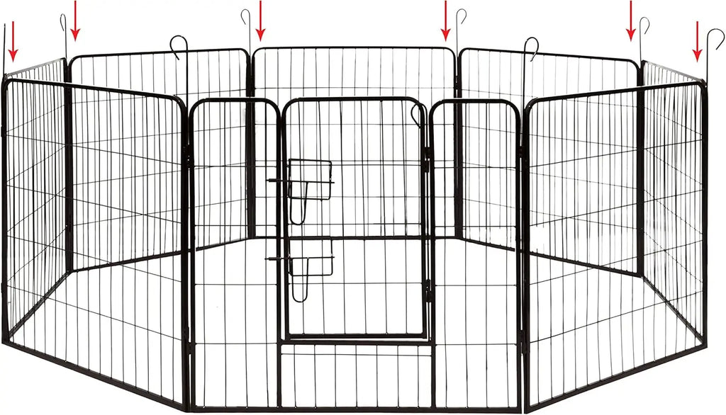 Heavy Duty Pet Playpen 8 Panel Exercise Cage Fence 32x32 Inches Black for Dogs Cats Chickens
