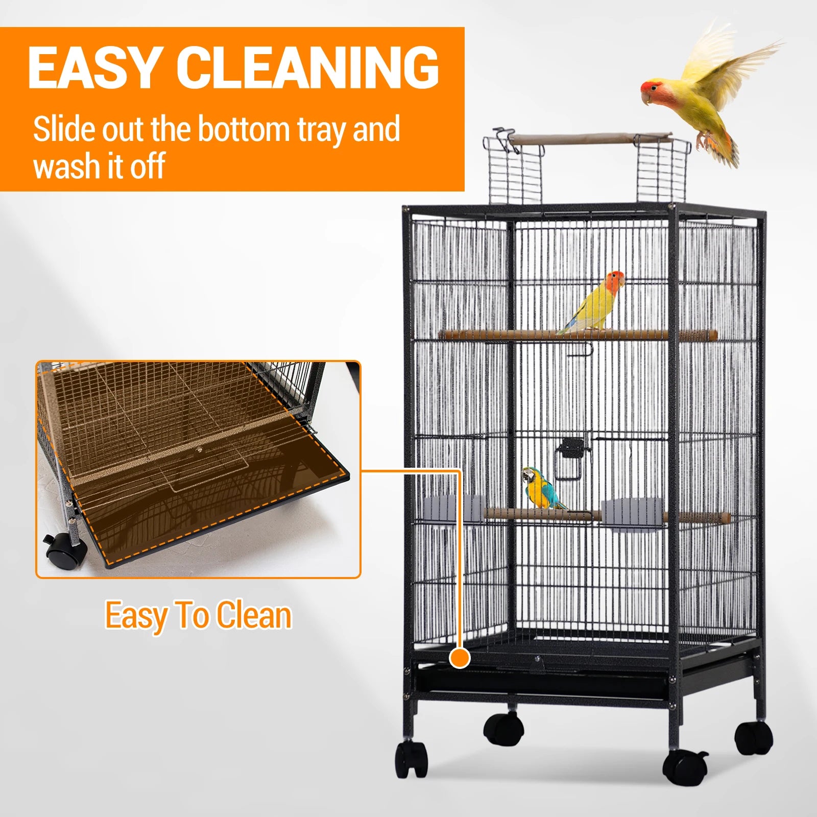 Bird Cage with Stand Wrought Iron Large Bird Cage for Parakeets Cockatiels Lovebirds Macaw Conure Bird Cages with Wheels