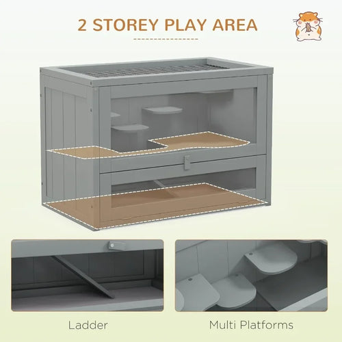 2Level Hamster Cage Small Animal Habitat for Guinea Pigs Chinchillas with Openable Top Front Door Shelf