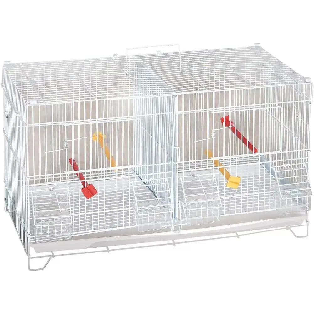 Set o 4 Stackable Breeding Bird Cage or Canary inch Small Birds (White)