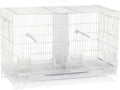 Compact White Bird Breeder Cage for Finches & Canaries, Stackable Design with Nest Box