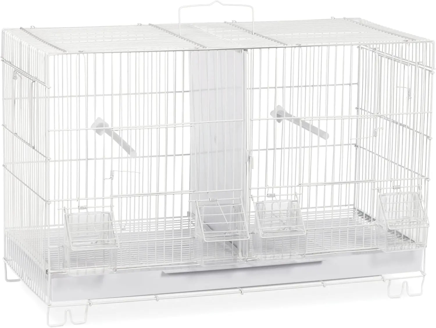 Compact White Bird Breeder Cage for Finches & Canaries, Stackable Design with Nest Box