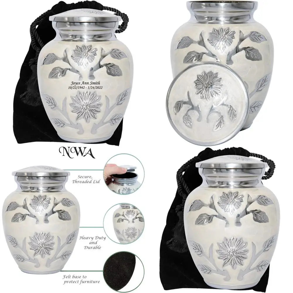 Medium Size Personalized Funeral Urn for Pets or Humans with Velvet Bag and Customization Options
