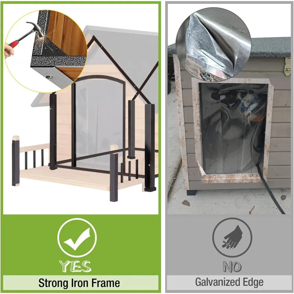 Insulated Dog Kennel with Heating Liner Strong Iron Frame Small, Medium & Large
