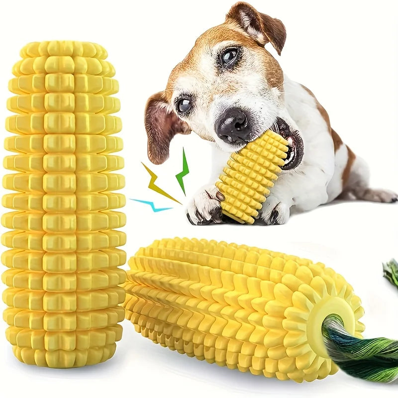 Indestructible Chew Toy Heavy-Duty Rubber Bone Corn Grain Texture Powerful Chewers Dental Care
