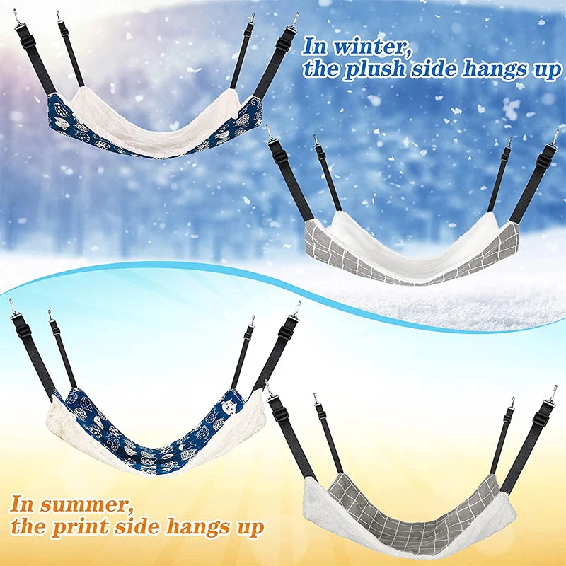 Cat Hanging Hammock with Adjustable Straps Double-Sided Pet Cage Hammock