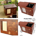 Pet Urn, Ashes, Wooden Funeral Cremation Memorial Box with Photo Frame