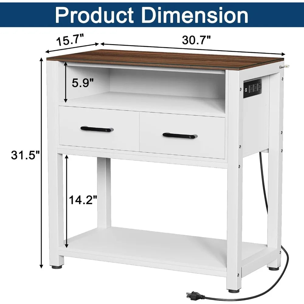 20-29 Gallon Fish Tank Stand with Power Outlet & 2 Storage Drawers, Heavy Duty Metal Frame Aquarium Stand