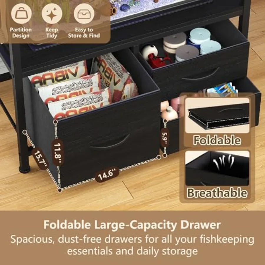 20-29 Gallon Fish Tank Stand with Drawer Power Outlet Heavy Duty Metal Frame for Fish Tank Turtle Reptile Terrarium 31.5 x 15.7