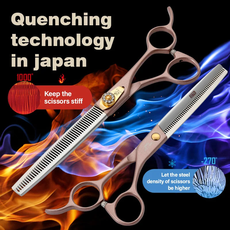 Fenice High-grade 7.5inch JP440C Steel Specials pet grooming thinner scissors Thinning rate 35% Shipping From USA