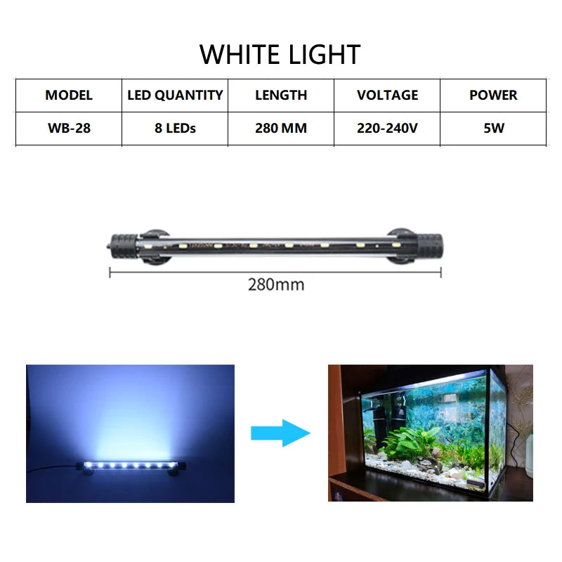 Aquarium Light LED Waterproof Light Underwater Fish Lamp Plant Lamp 18-58CM 220-240V 5730chip