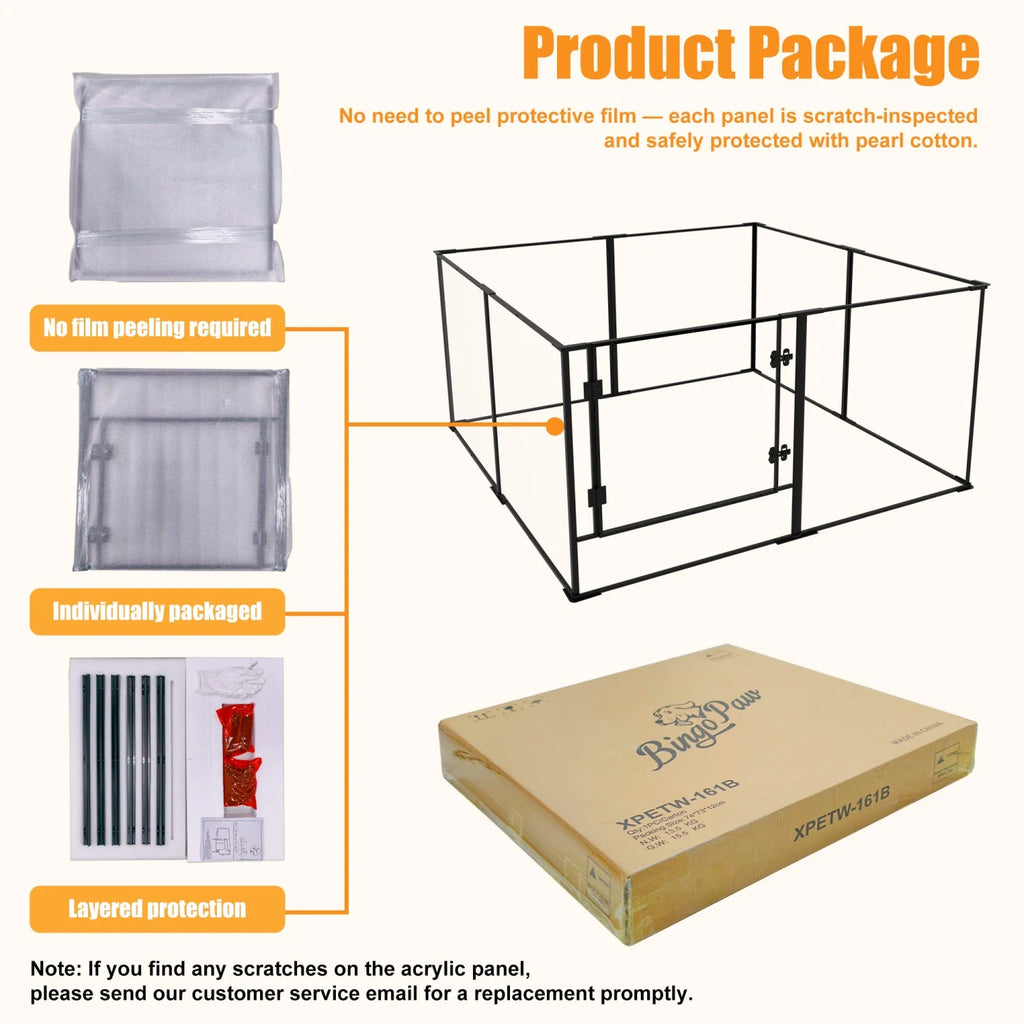 8 Panels Clear Acrylic Dog Playpen Pet Puppy Playpen for Guinea Pig Rabbits Small Animals Whelping Pen Box Exercise Fence