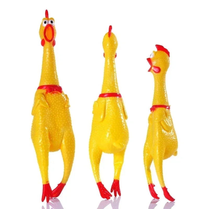 1PCS Screaming Chicken Squeezing Sound Toy Pet Dog Chewing Toy Durable And Fun Yellow Rubber Breathable Chicken